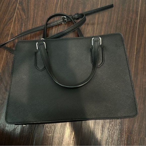 KATE SPADE Saffiano Black Leather Medium Square Tote Bag Purse - Picture 7 of 14